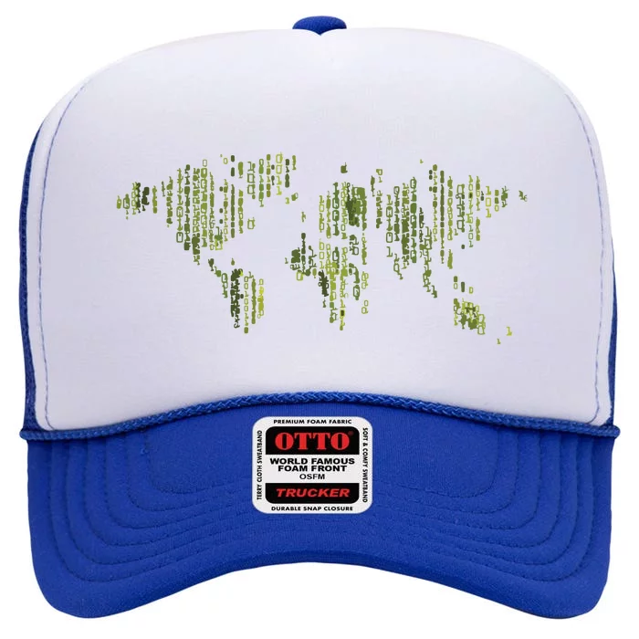 Binary World Computer Coding Programmer High Crown Mesh Trucker Hat