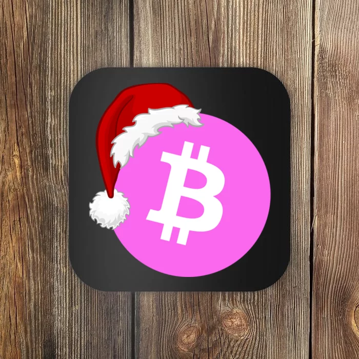 Bitcoin With Christmas Hat Funny Bitcoin Crypto Funny Bitcoin With Santa Hat Coaster