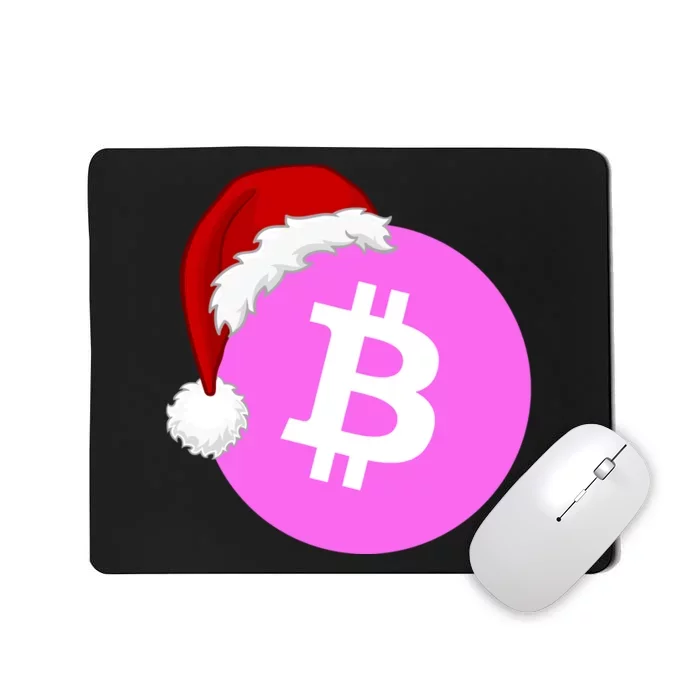 Bitcoin With Christmas Hat Funny Bitcoin Crypto Funny Bitcoin With Santa Hat Mousepad