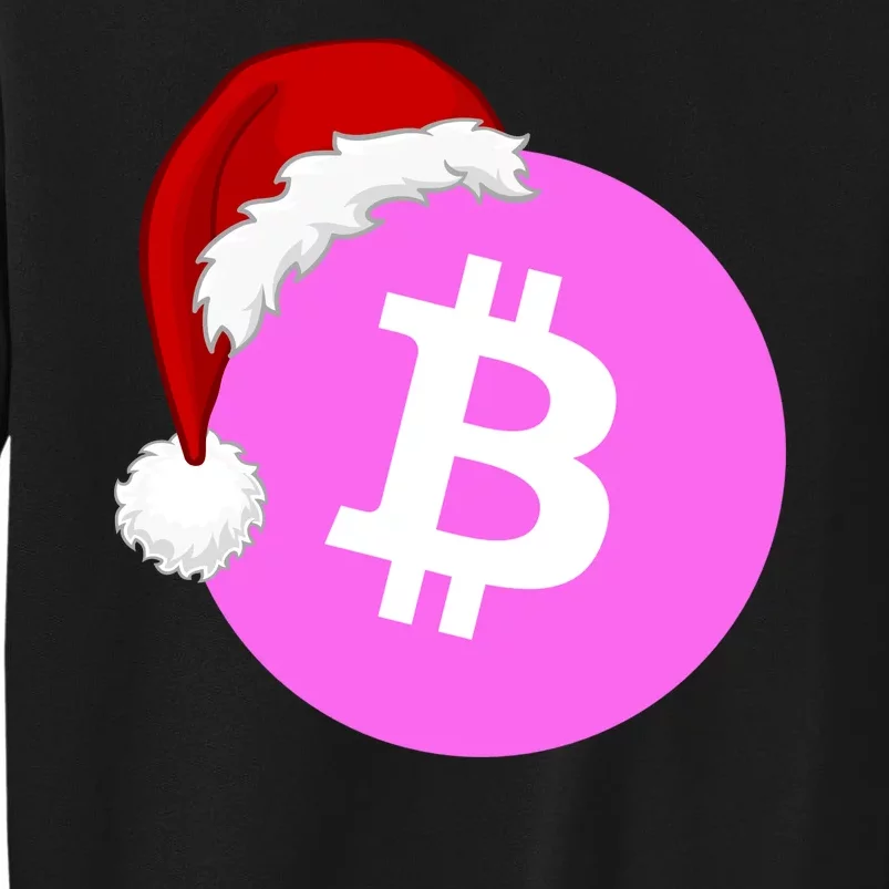 Bitcoin With Christmas Hat Funny Bitcoin Crypto Funny Bitcoin With Santa Hat Tall Sweatshirt