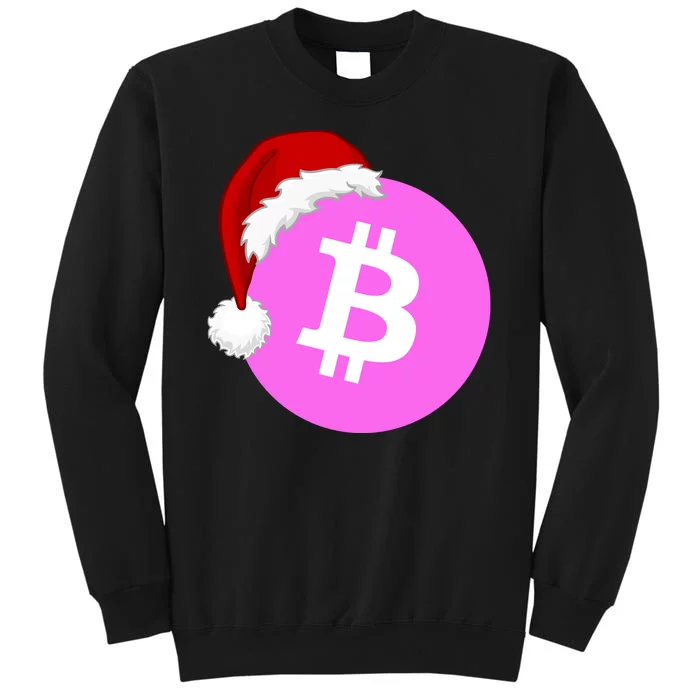 Bitcoin With Christmas Hat Funny Bitcoin Crypto Funny Bitcoin With Santa Hat Tall Sweatshirt