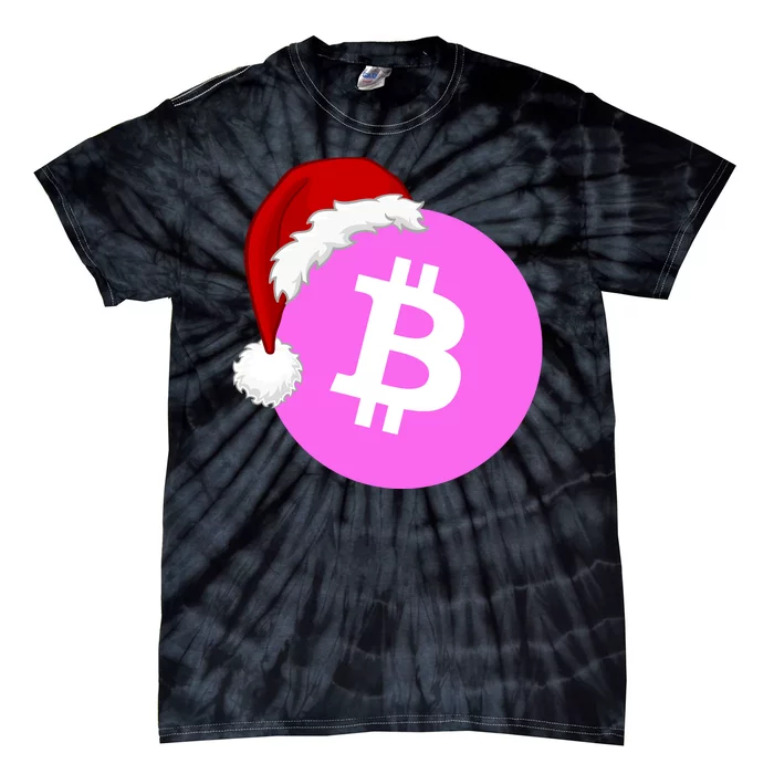 Bitcoin With Christmas Hat Funny Bitcoin Crypto Funny Bitcoin With Santa Hat Tie-Dye T-Shirt