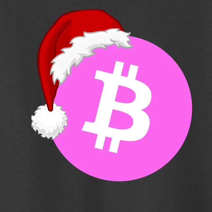 Bitcoin With Christmas Hat Funny Bitcoin Crypto Funny Bitcoin With Santa Hat Toddler T-Shirt