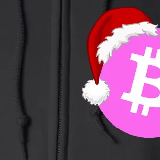 Bitcoin With Christmas Hat Funny Bitcoin Crypto Funny Bitcoin With Santa Hat Full Zip Hoodie