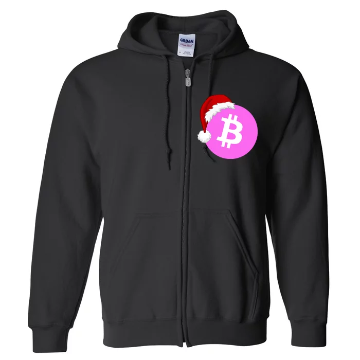 Bitcoin With Christmas Hat Funny Bitcoin Crypto Funny Bitcoin With Santa Hat Full Zip Hoodie