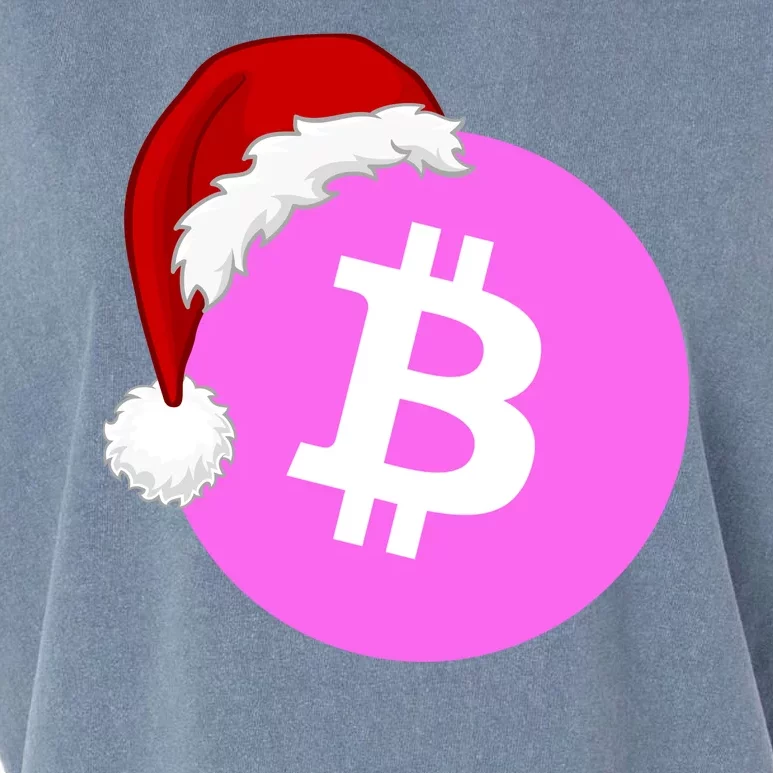 Bitcoin With Christmas Hat Funny Bitcoin Crypto Funny Bitcoin With Santa Hat Garment-Dyed Women's Muscle Tee