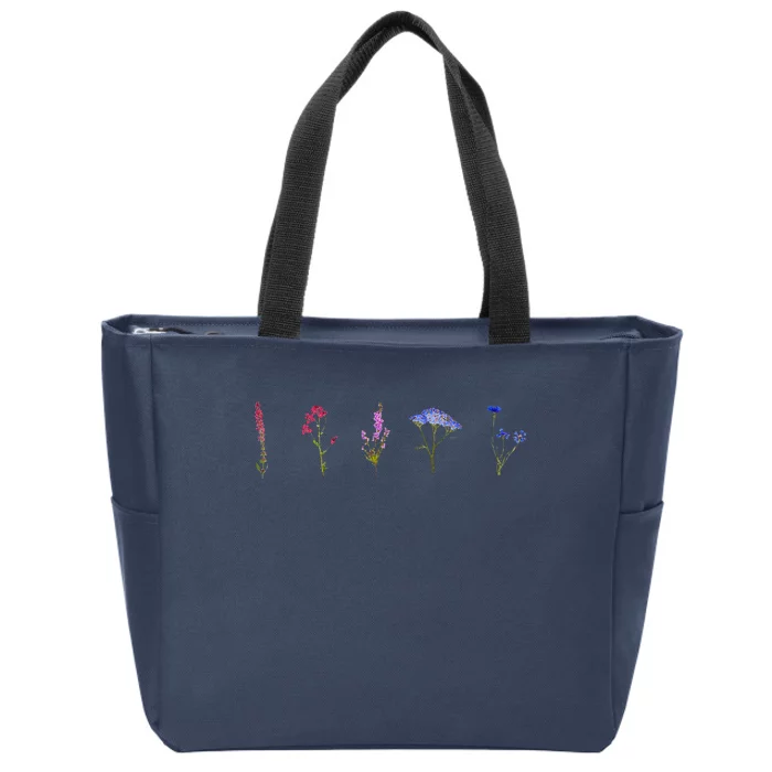 Bisexual Wildflowers Cute Pride Flowers Zip Tote Bag