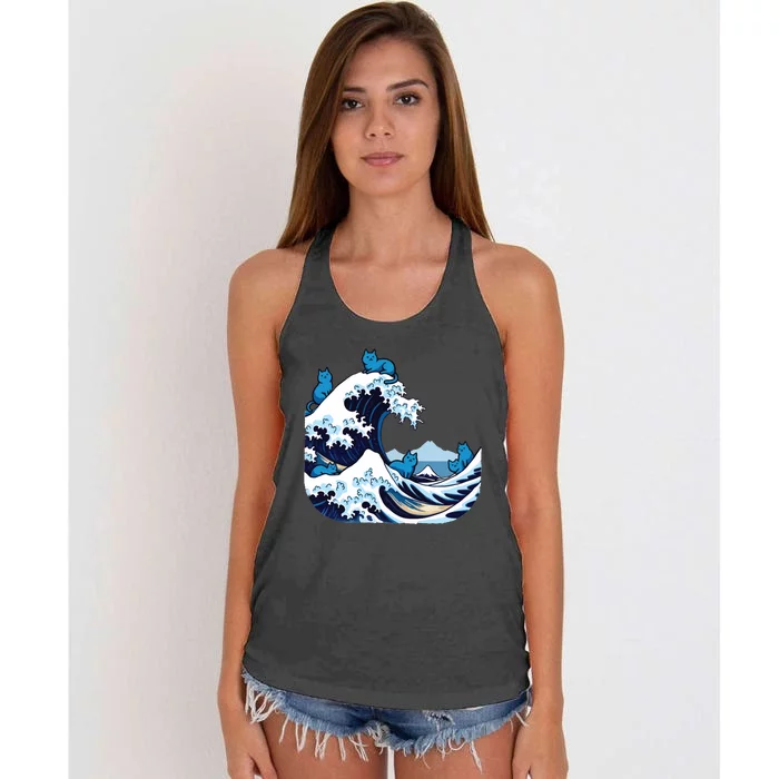 Blue Wave Cats For Kamala Harris Women's Knotted Racerback Tank