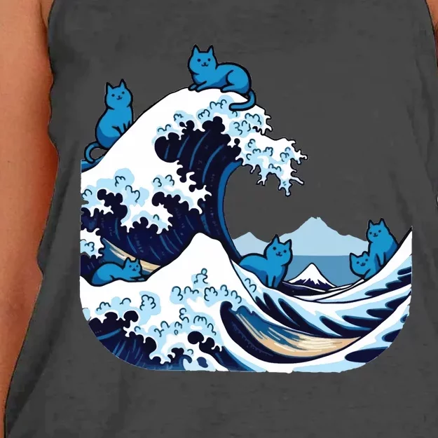 Blue Wave Cats For Kamala Harris Women's Knotted Racerback Tank