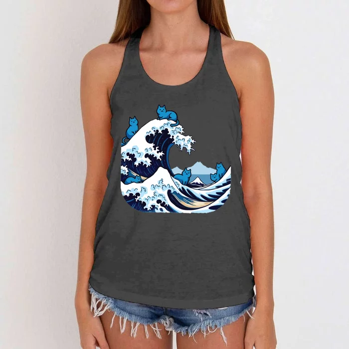 Blue Wave Cats For Kamala Harris Women's Knotted Racerback Tank