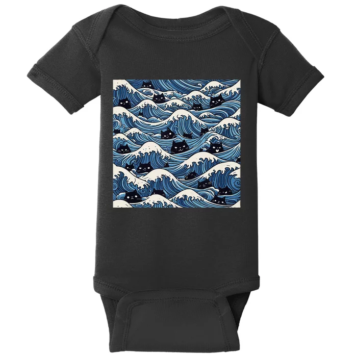 Blue Wave Cat Ladies For Kamala Harris President 2024 Gift Baby Bodysuit