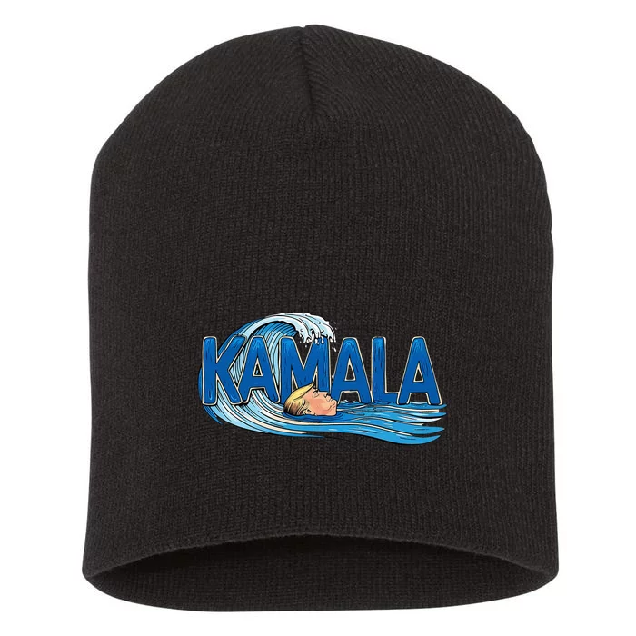 Blue Wave Cats For Kamala Funny Trump For Ladies For Guy Short Acrylic Beanie