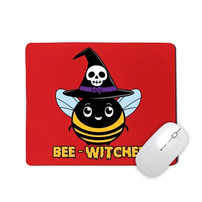 Bee Witched Cute Halloween Bee Wearing Witches Hat Bewitched Mousepad