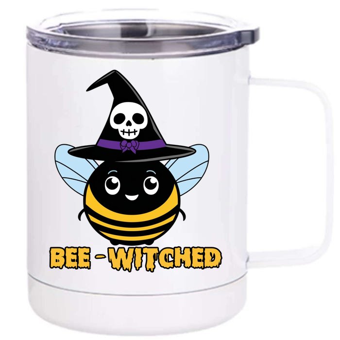 Bee Witched Cute Halloween Bee Wearing Witches Hat Bewitched Front & Back 12oz Stainless Steel Tumbler Cup