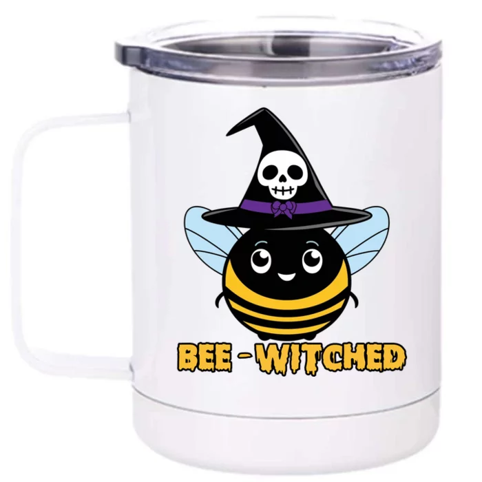 Bee Witched Cute Halloween Bee Wearing Witches Hat Bewitched Front & Back 12oz Stainless Steel Tumbler Cup