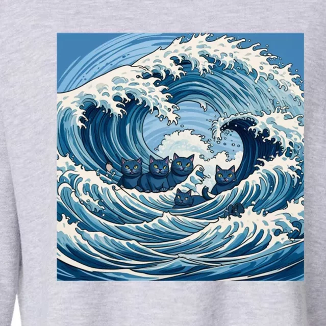 Blue Wave Cat Ladies For Kamala Harris President 2024 Gift Cropped Pullover Crew