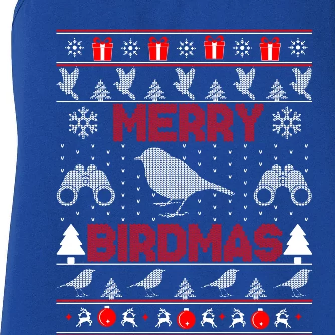 Bird Watching Christmas Birding Merry Birdmas Ugly Sweater Gift Women's Racerback Tank