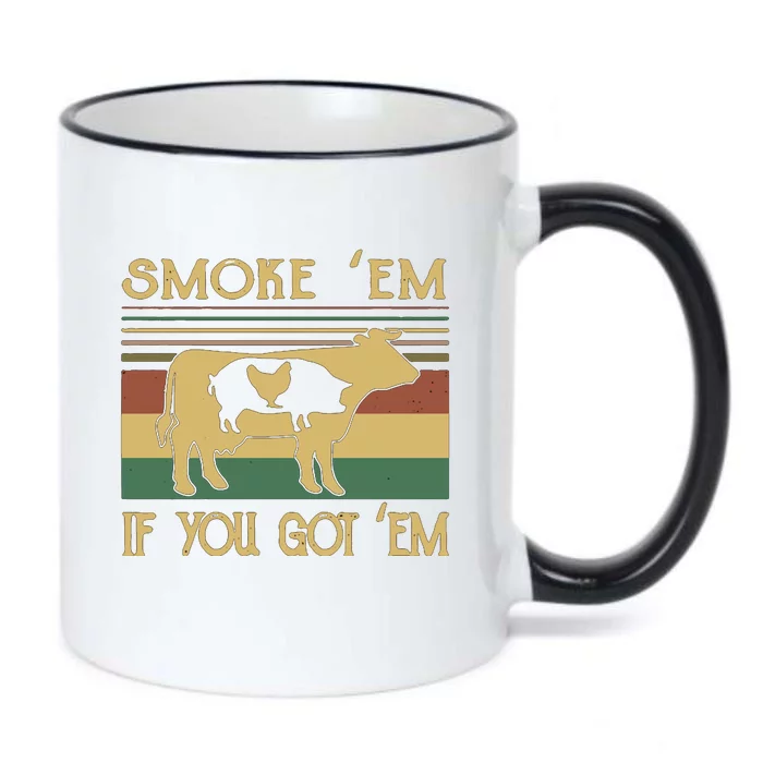 Barbecue With Cow Pig And Chicken Smoke ’Em If You Got ’Em Retro Black Color Changing Mug