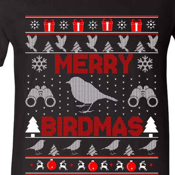 Bird Watching Christmas Birding Merry Birdmas Ugly Sweater V-Neck T-Shirt