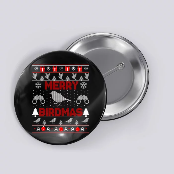 Bird Watching Christmas Birding Merry Birdmas Ugly Sweater Button