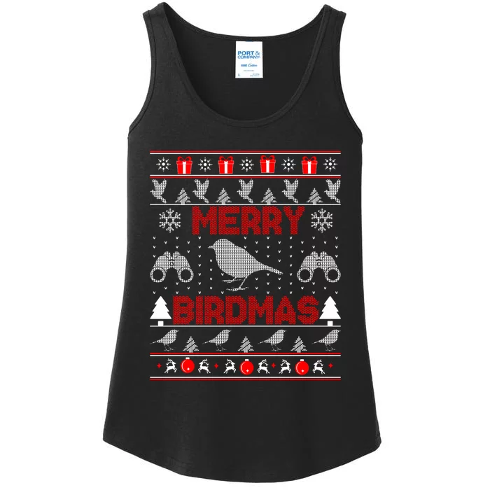 Bird Watching Christmas Birding Merry Birdmas Ugly Sweater Ladies Essential Tank