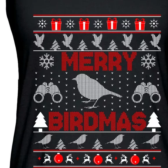 Bird Watching Christmas Birding Merry Birdmas Ugly Sweater Ladies Essential Flowy Tank