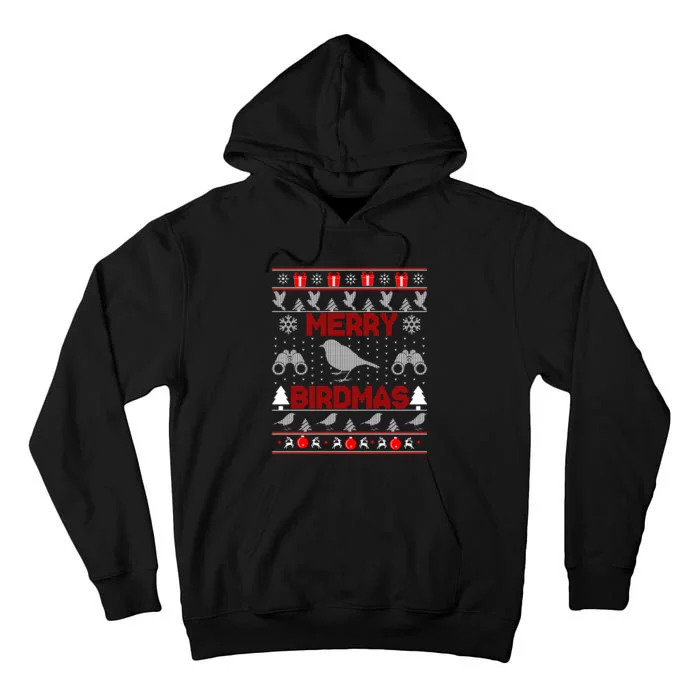 Bird Watching Christmas Birding Merry Birdmas Ugly Sweater Tall Hoodie