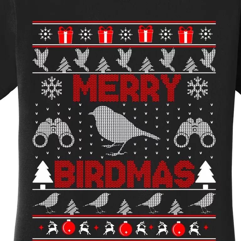 Bird Watching Christmas Birding Merry Birdmas Ugly Sweater Women's T-Shirt