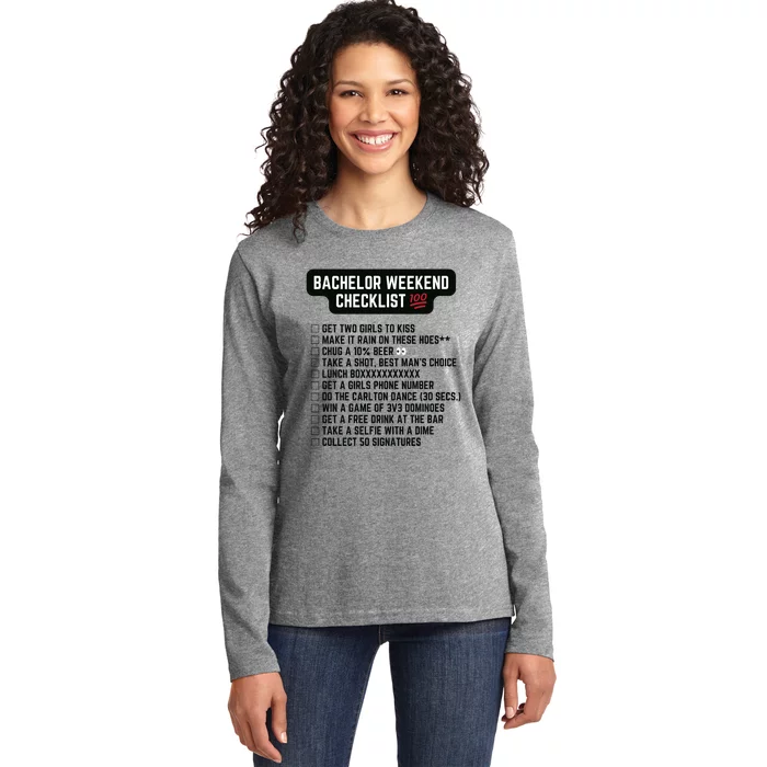 Bachelor Weekend Checklist Ladies Long Sleeve Shirt