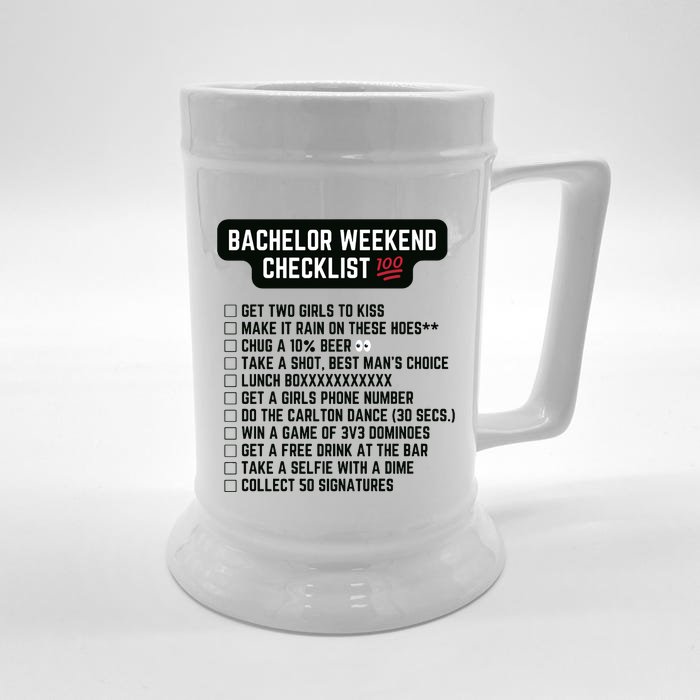 Bachelor Weekend Checklist Front & Back Beer Stein