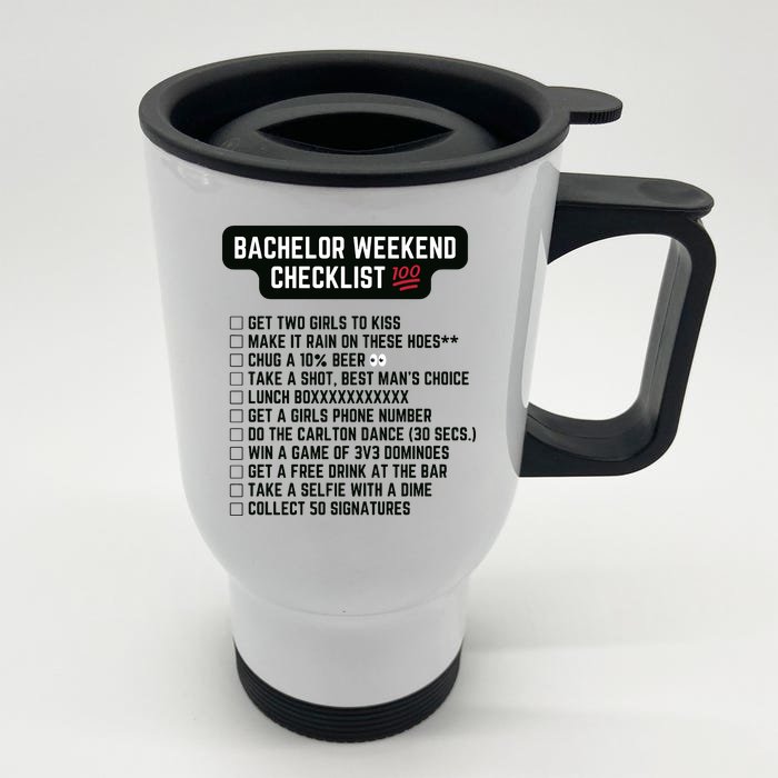 Bachelor Weekend Checklist Front & Back Stainless Steel Travel Mug