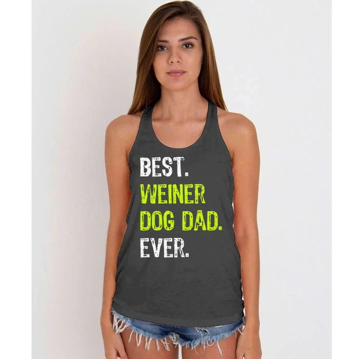 Best WEINER DOG DAD Ever Fathers Day Dachshund Women's Knotted Racerback Tank