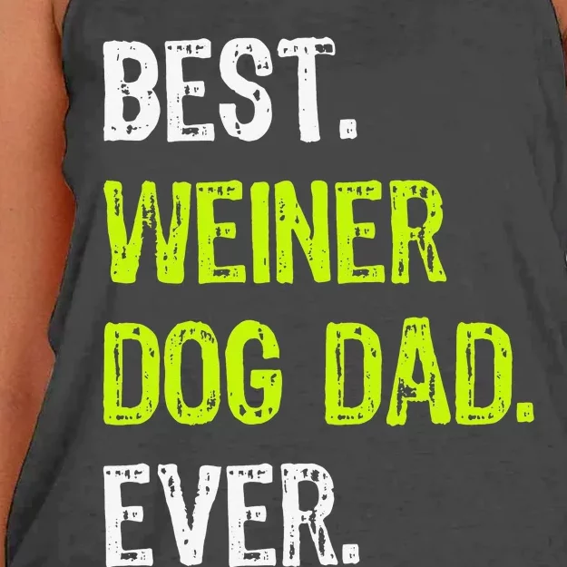 Best WEINER DOG DAD Ever Fathers Day Dachshund Women's Knotted Racerback Tank