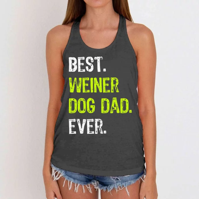 Best WEINER DOG DAD Ever Fathers Day Dachshund Women's Knotted Racerback Tank