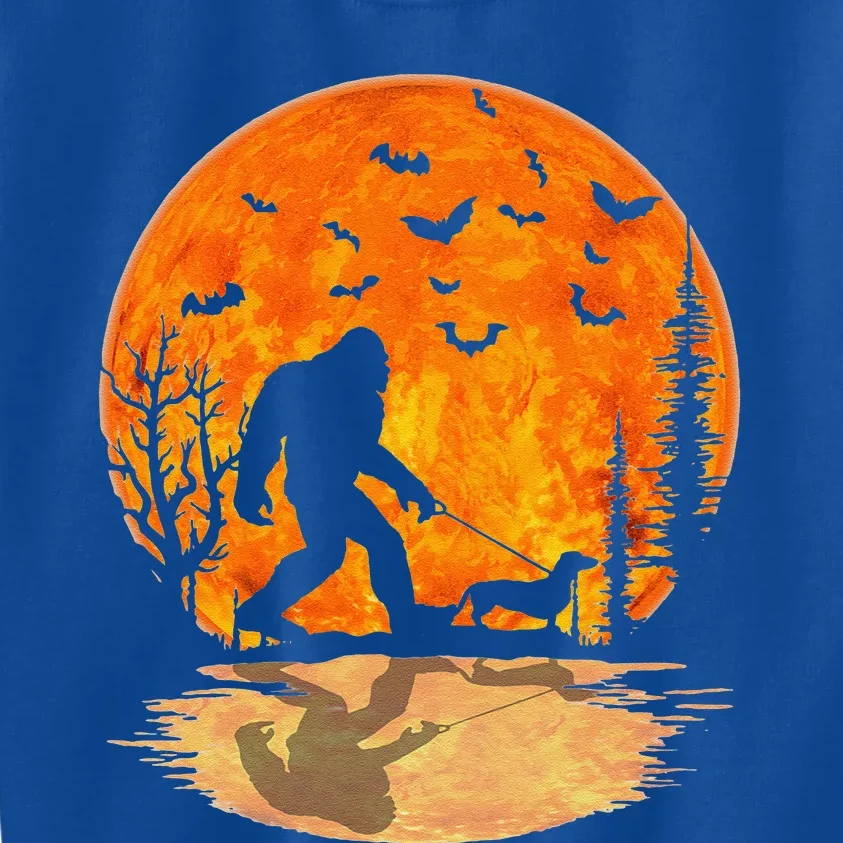 Bigfoot Walking Dachshund Funny Wiener Dog Halloween Kids Sweatshirt