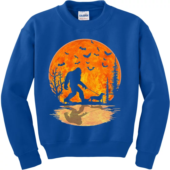 Bigfoot Walking Dachshund Funny Wiener Dog Halloween Kids Sweatshirt