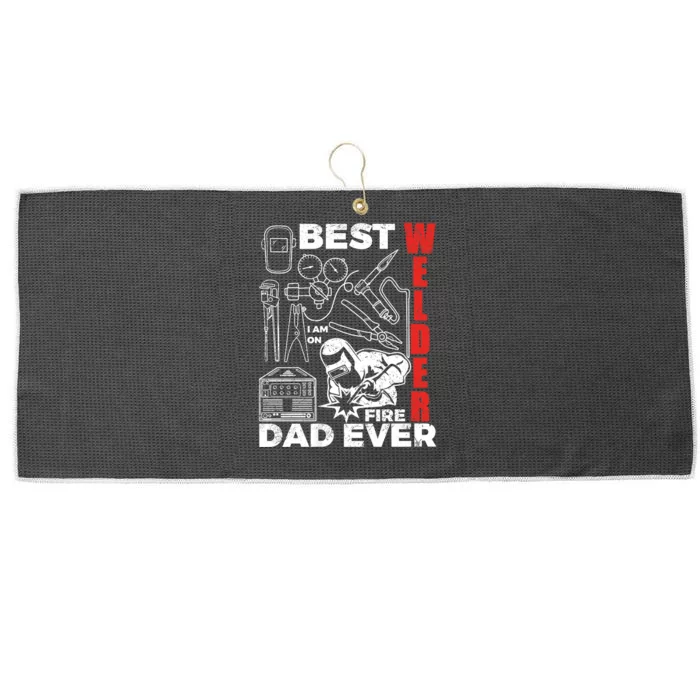 Best Welder Dad Ever Large Microfiber Waffle Golf Towel