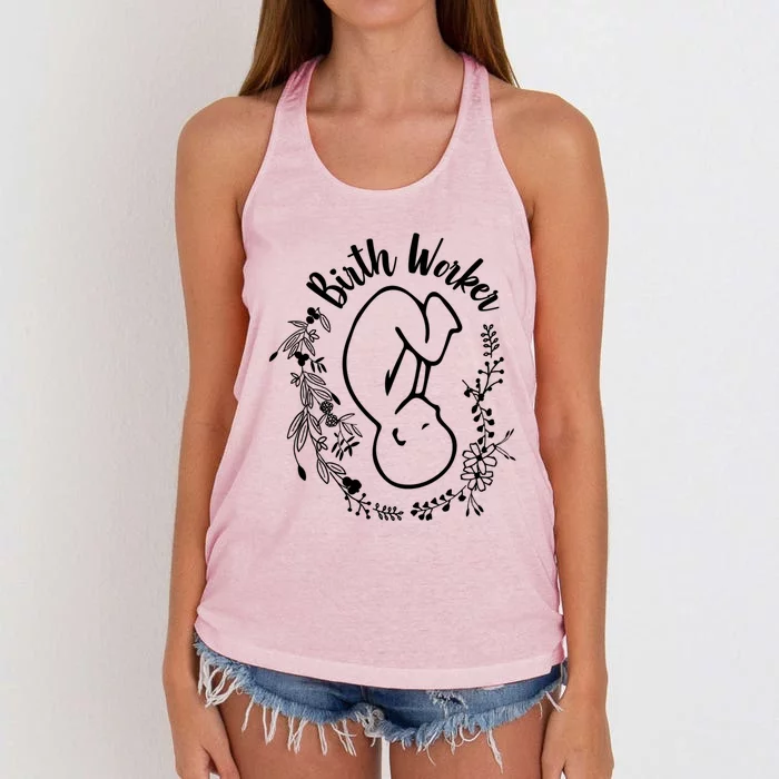 Birth Worker Doula Midwife Childbirth Educator Birth Coach Gift Women's Knotted Racerback Tank