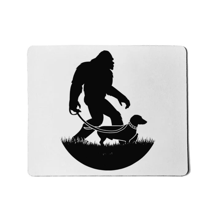 Bigfoot Walking Dachshund Dog Funny Sasquatch Wiener Dog Mousepad