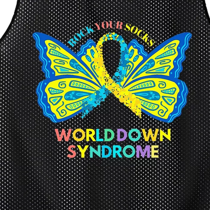 Butterfly World Down Syndrome Day Rock Your Socks Awareness Mesh Reversible Basketball Jersey Tank