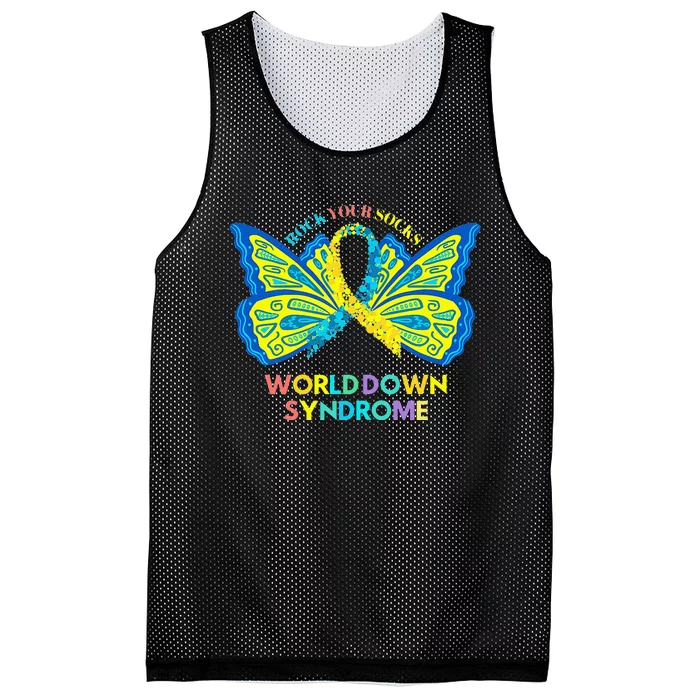 Butterfly World Down Syndrome Day Rock Your Socks Awareness Mesh Reversible Basketball Jersey Tank