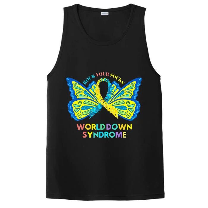 Butterfly World Down Syndrome Day Rock Your Socks Awareness Performance Tank