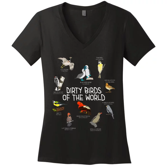 Bird Watching Dirty Birds Of The World Funny Birding Women's V-Neck T-Shirt