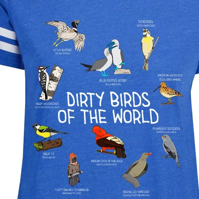 Bird Watching Dirty Birds Of The World Funny Birding Enza Ladies Jersey Football T-Shirt