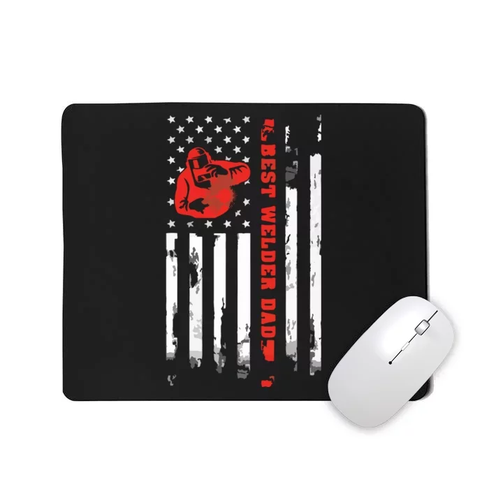 Best Welder Dad Ever Patriotic Distressed American Flag Mousepad