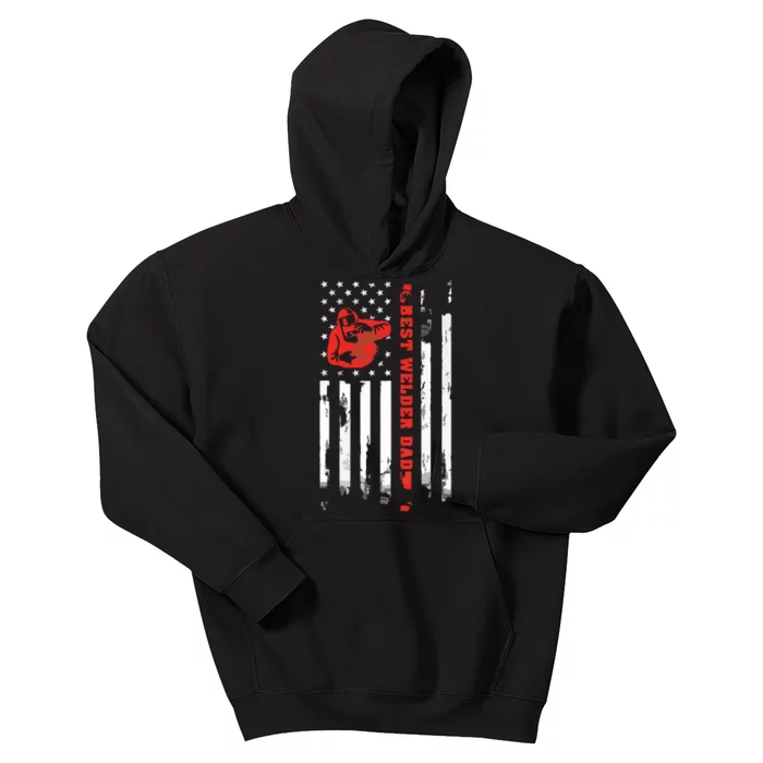 Best Welder Dad Ever Patriotic Distressed American Flag Kids Hoodie