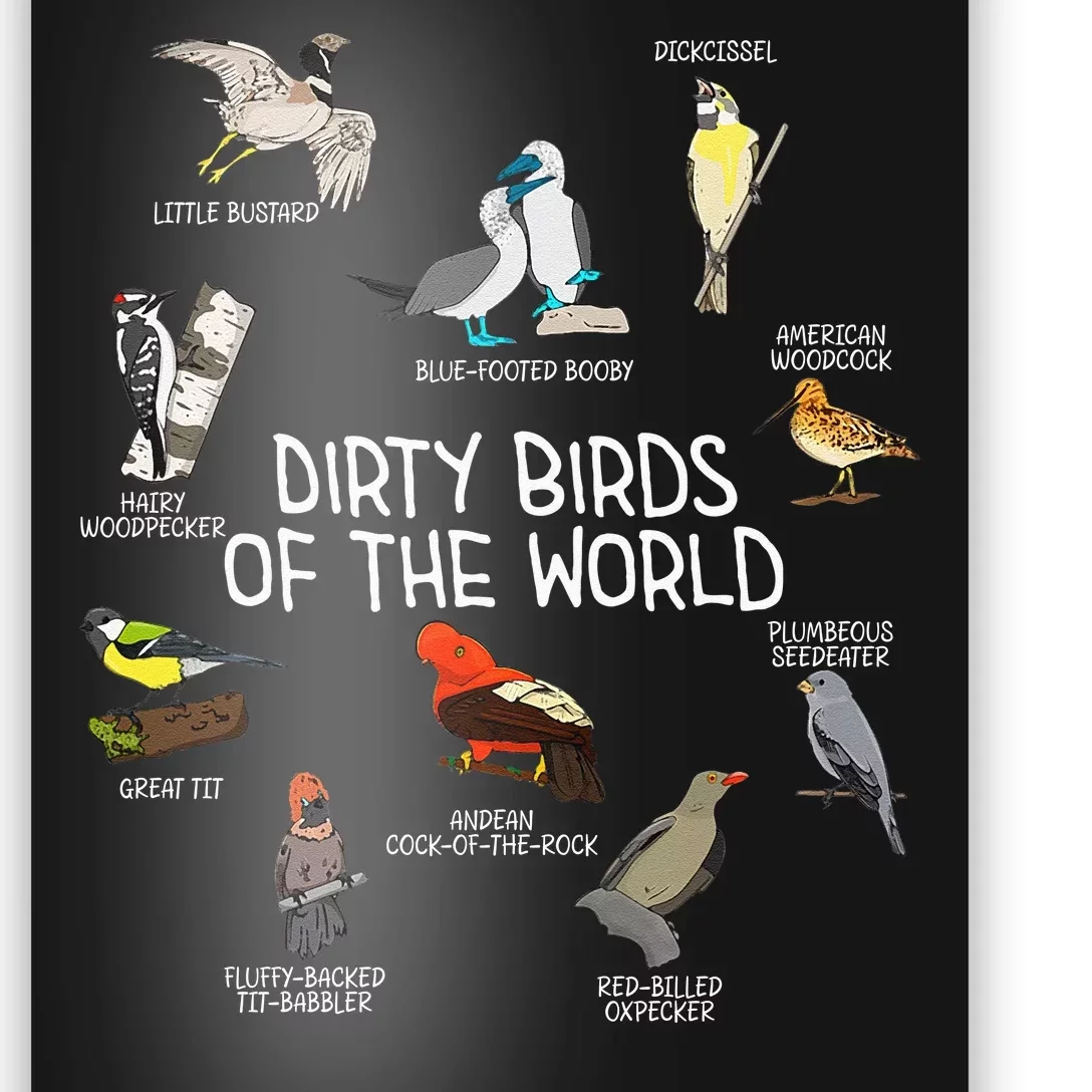 Bird Watching Dirty Birds Of The World Funny Birding Poster