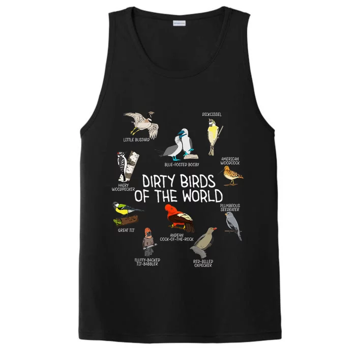 Bird Watching Dirty Birds Of The World Funny Birding Performance Tank