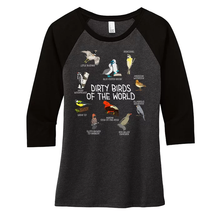 Bird Watching Dirty Birds Of The World Funny Birding Women's Tri-Blend 3/4-Sleeve Raglan Shirt