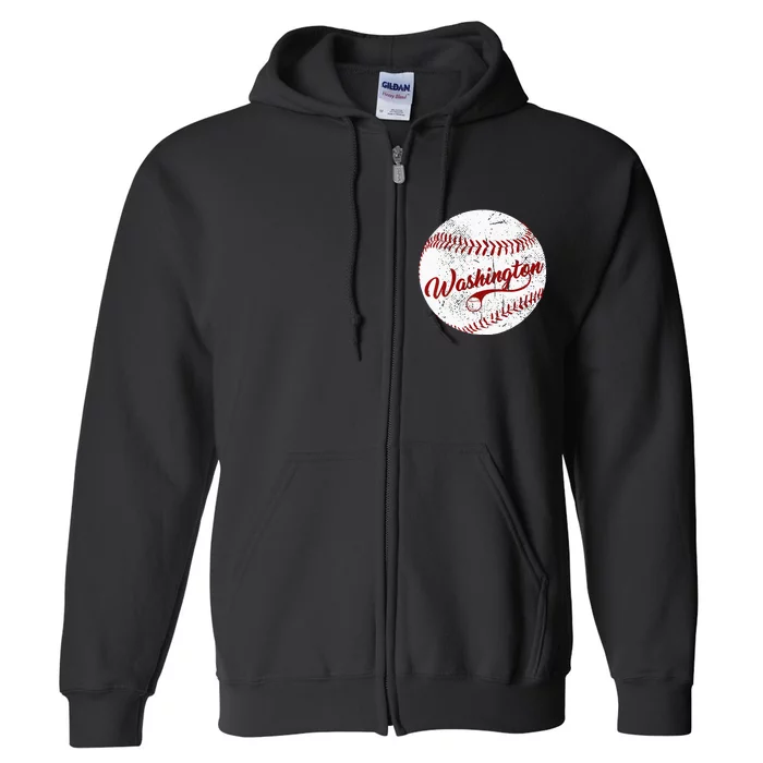 Baseball Washington DC Team Love Baseball National Pastime Full Zip Hoodie